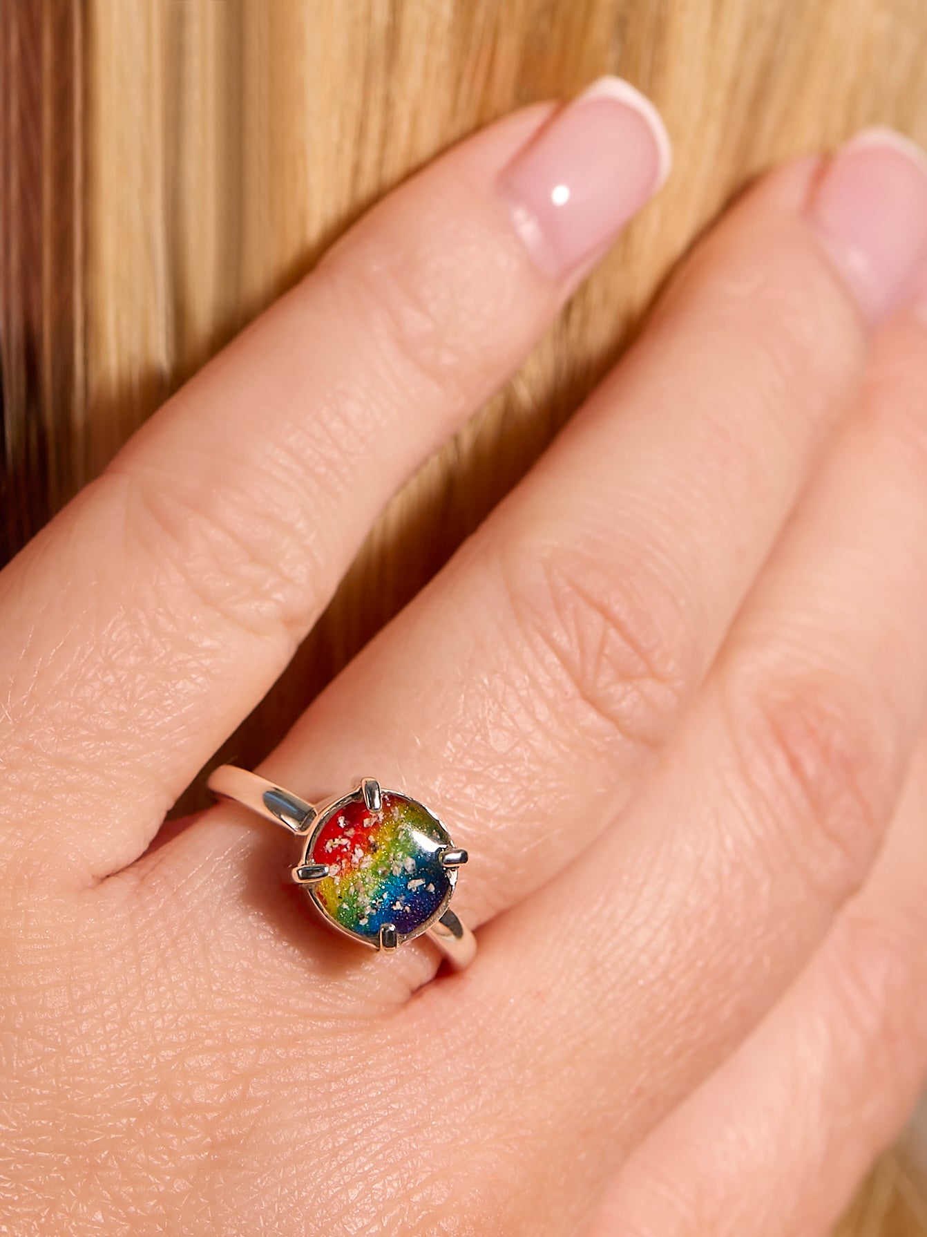 Rainbow Solitaire Ashes Ring