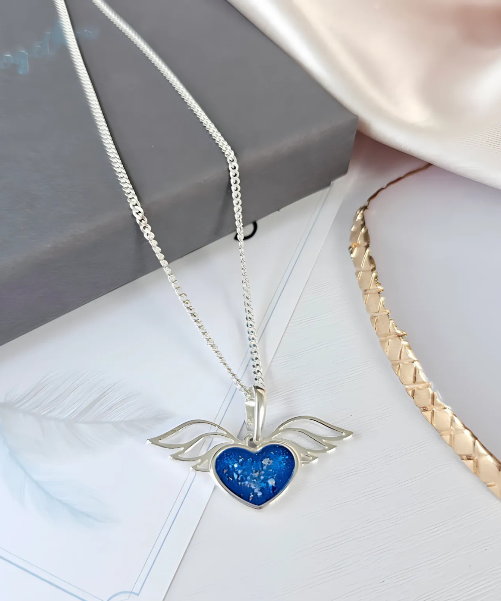 Angel Wing Heart Ashes Necklace