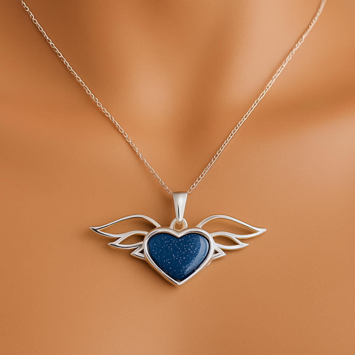 Angel Wing Heart Ashes Necklace