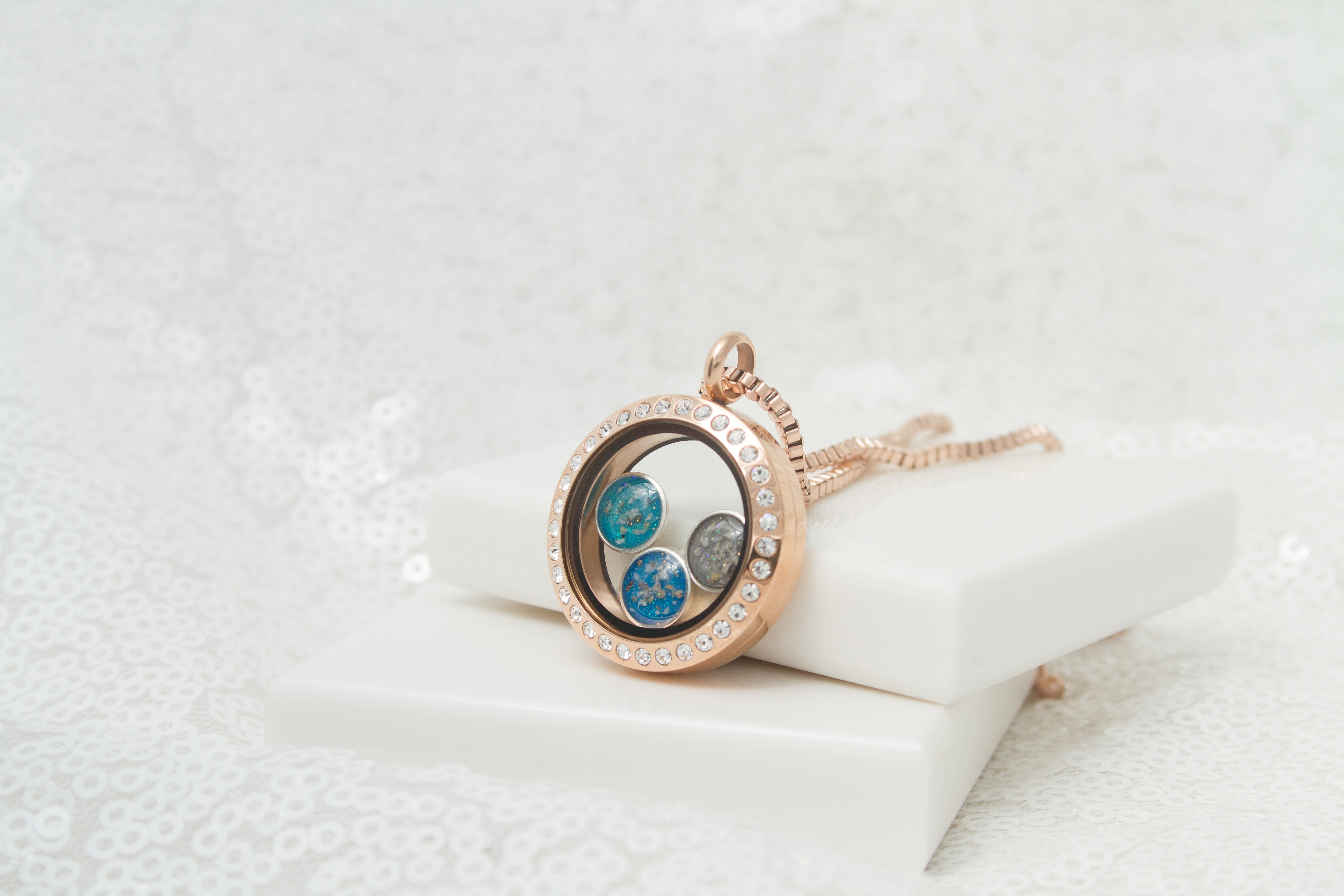 Rose Gold Floating Ashes Charm Locket