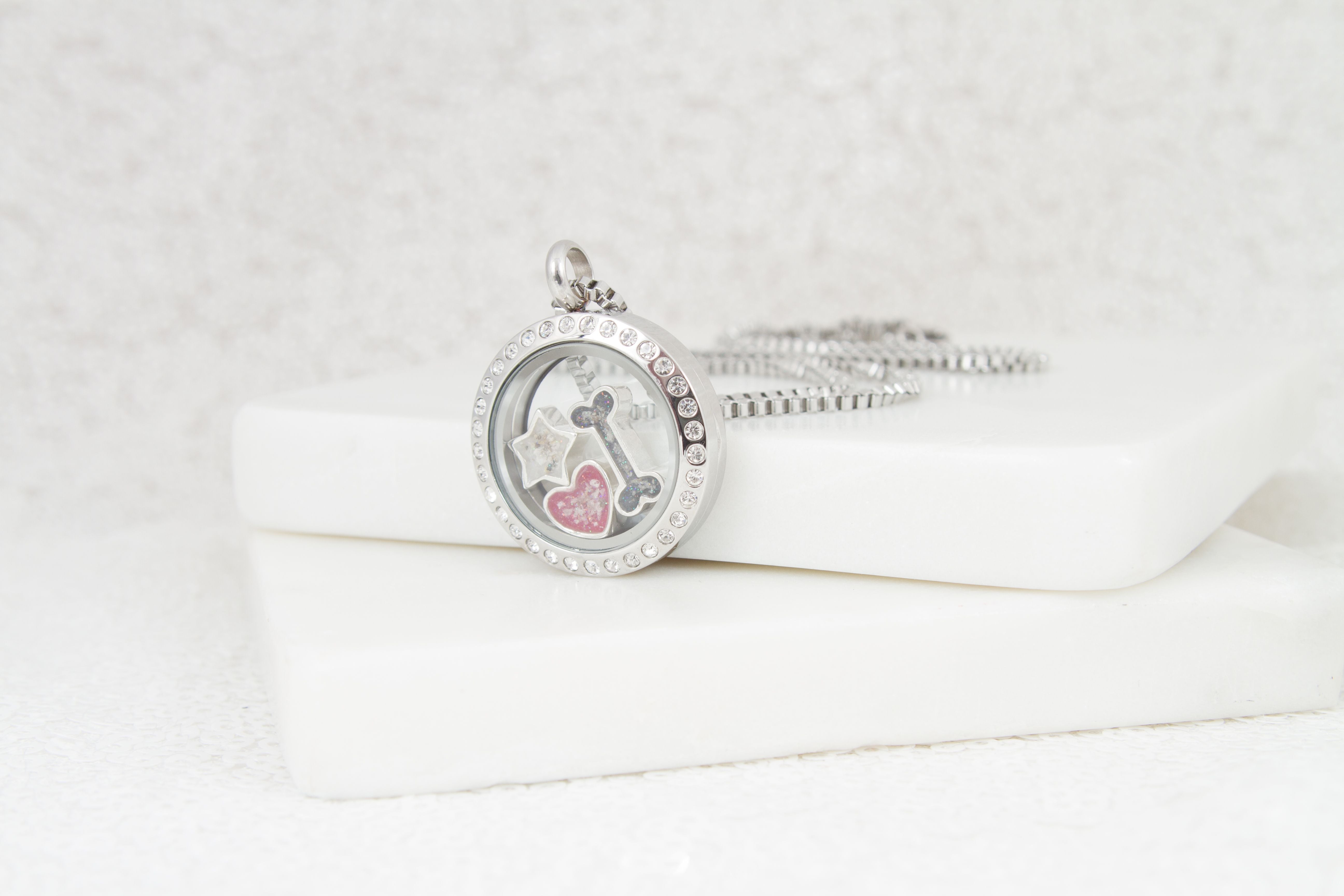 Silver Floating Ashes Charm Locket