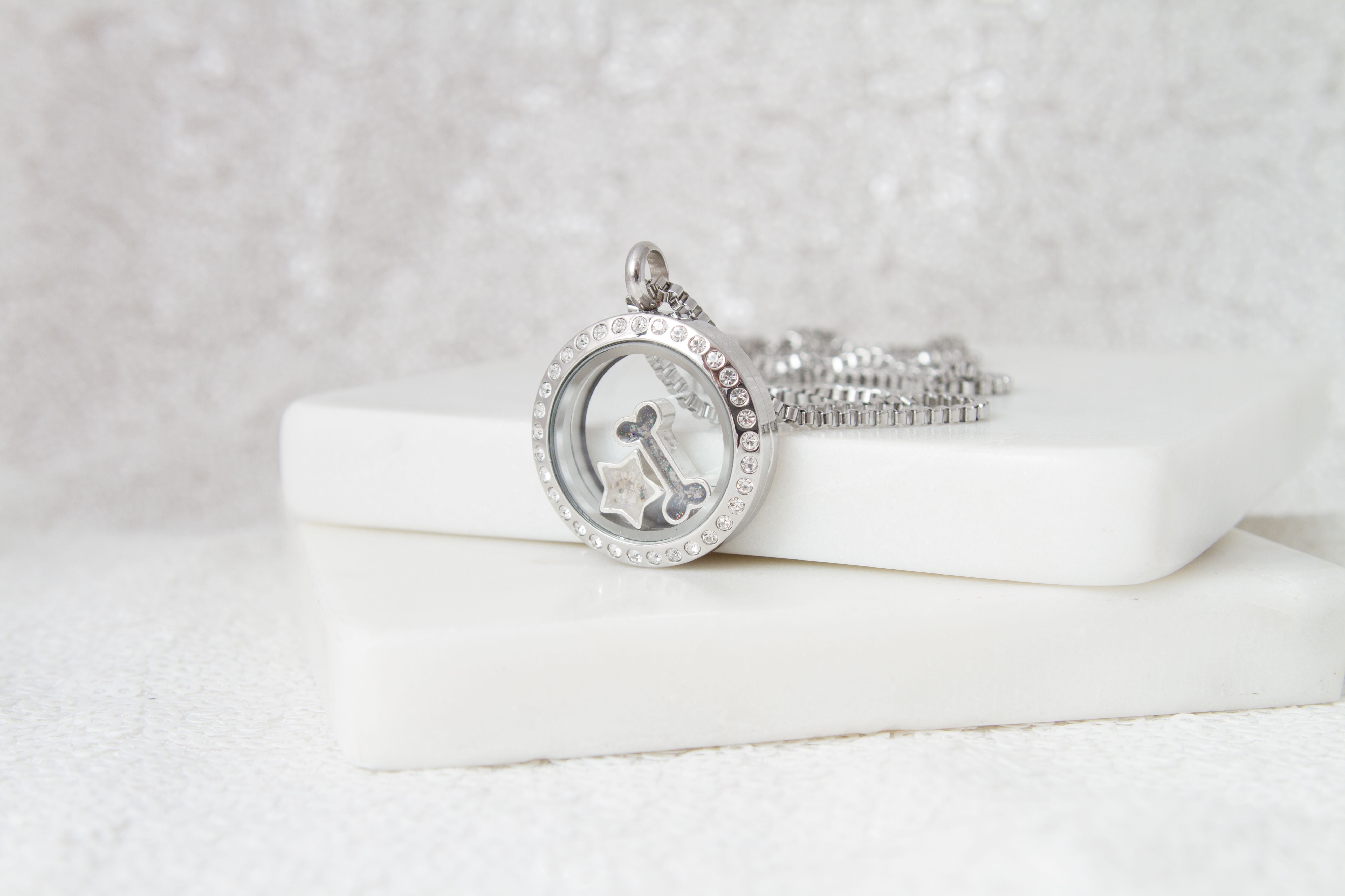 Silver Floating Ashes Charm Locket